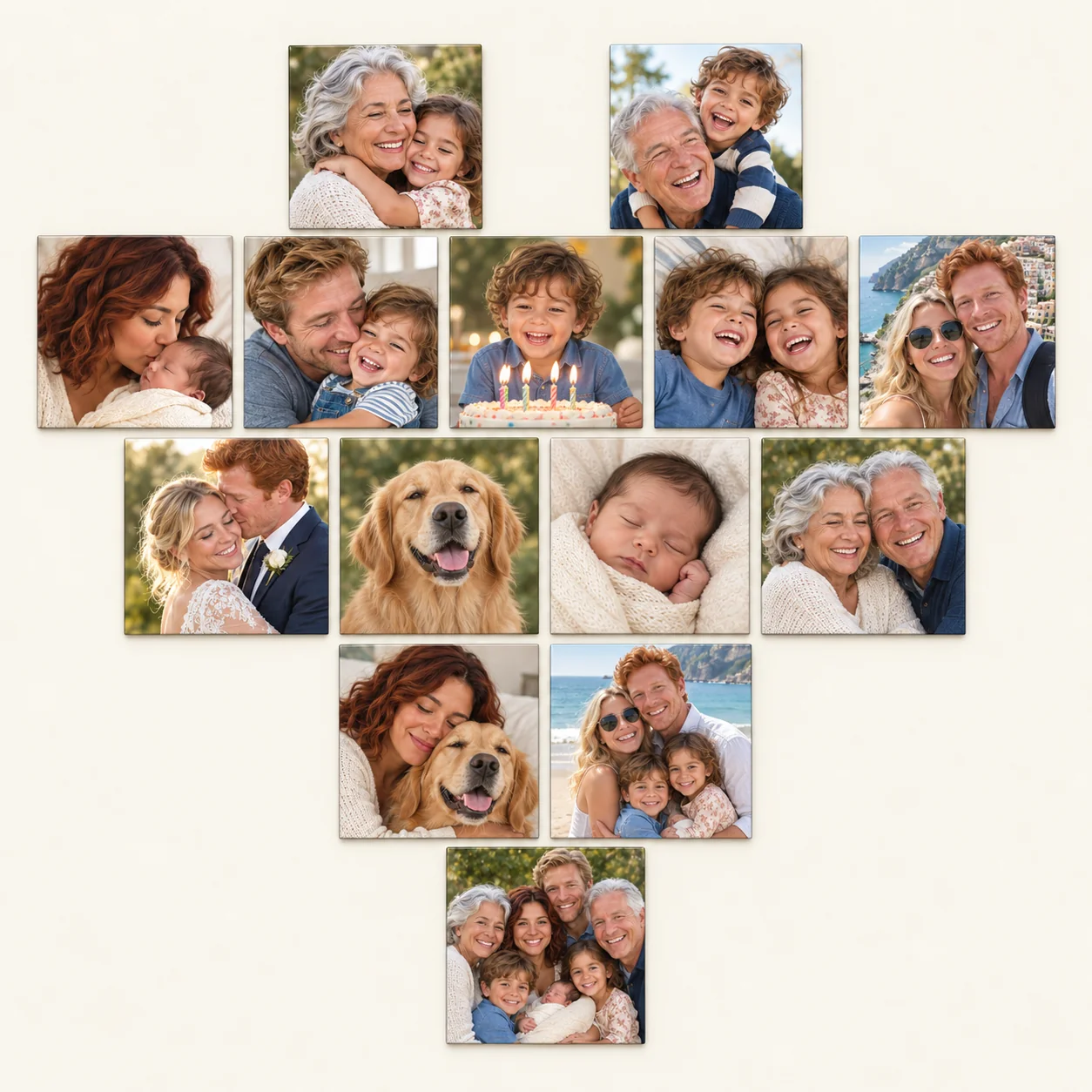 Pack de 14 fotoimanes personalizados formando un corazón